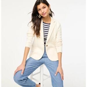J.Crew Schoolboy Sweater Blazer WMNS 2X Plus White One-Button Notch Patch Pocket